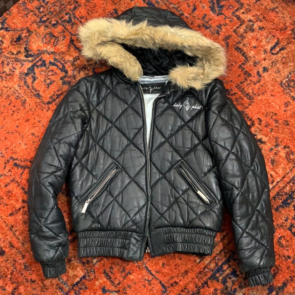 Genuine leather bomber jacket